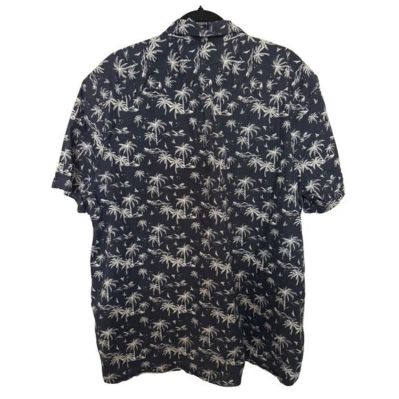English Laundry Shirt Men 2X Navy Palm Tree Print Cotton Button Up Pocket Resort - Picture 2 of 7